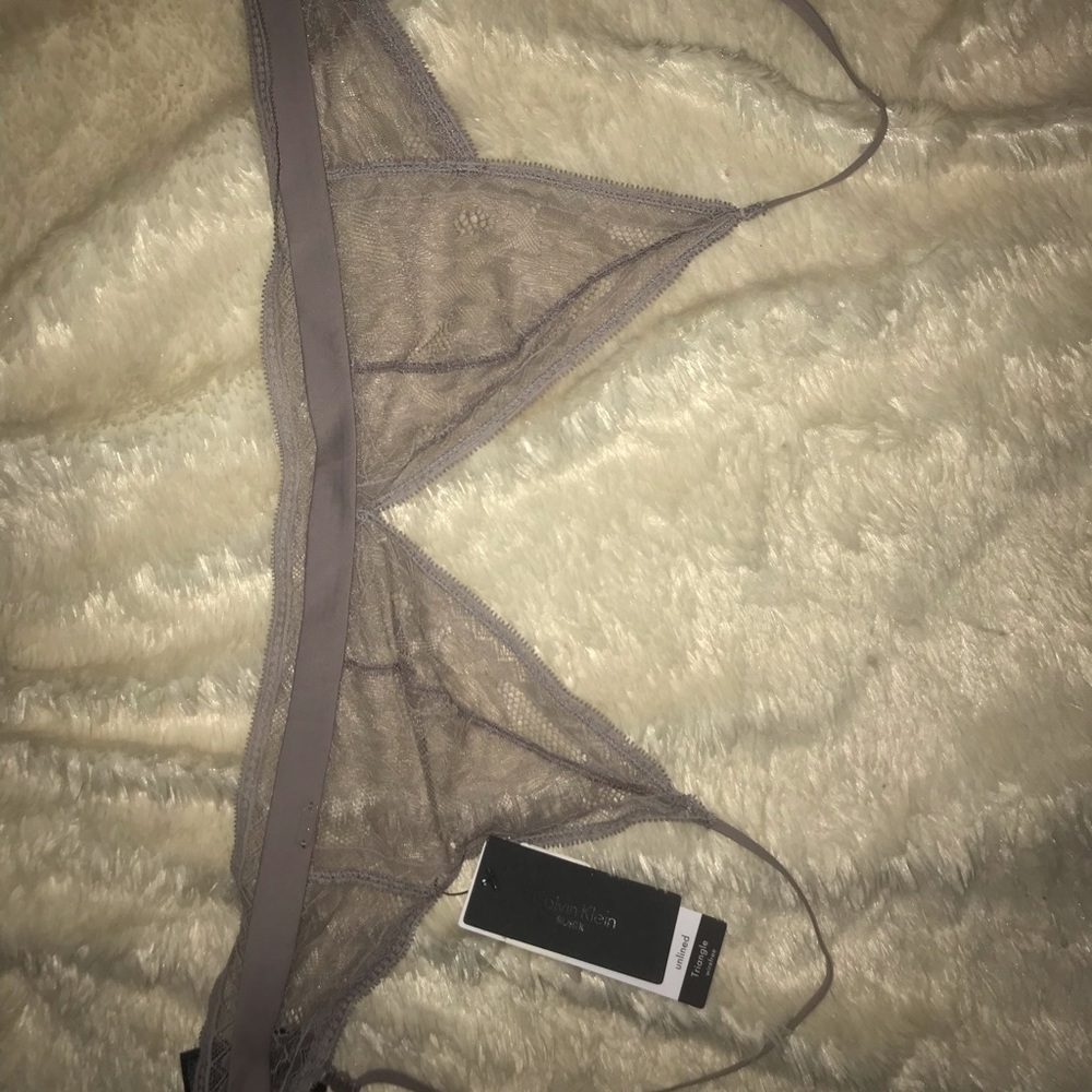grey lace Calvin Klein triangle unlined bra